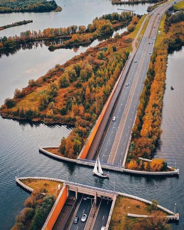 Image of the Veluwemeer Aqueduct in the Netherlands.