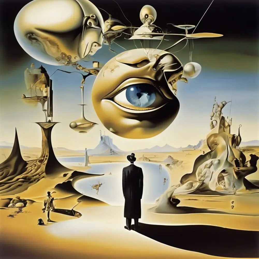 Surrelist depiction of the principal agent relationship between humans and AI agents