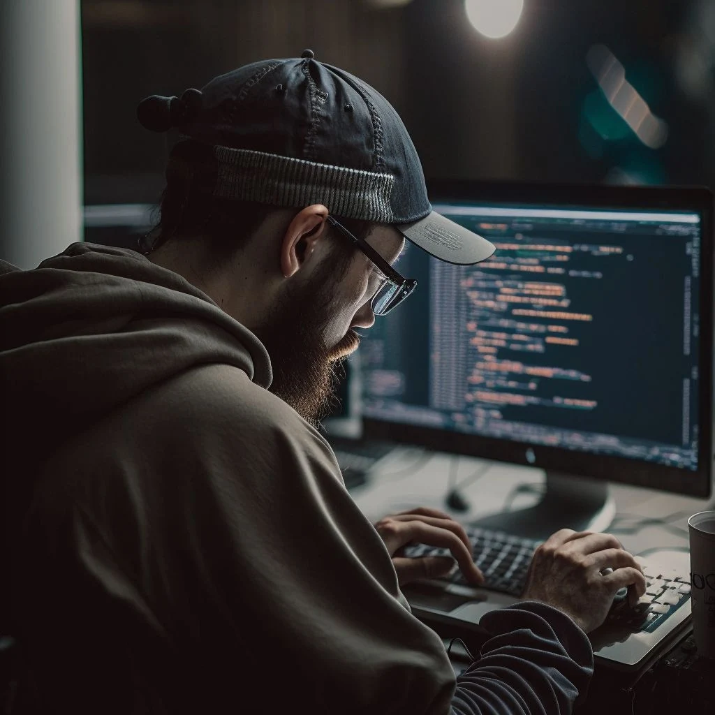 A man working on a computer coding websites