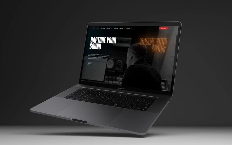 Laptop with a mockup of a website