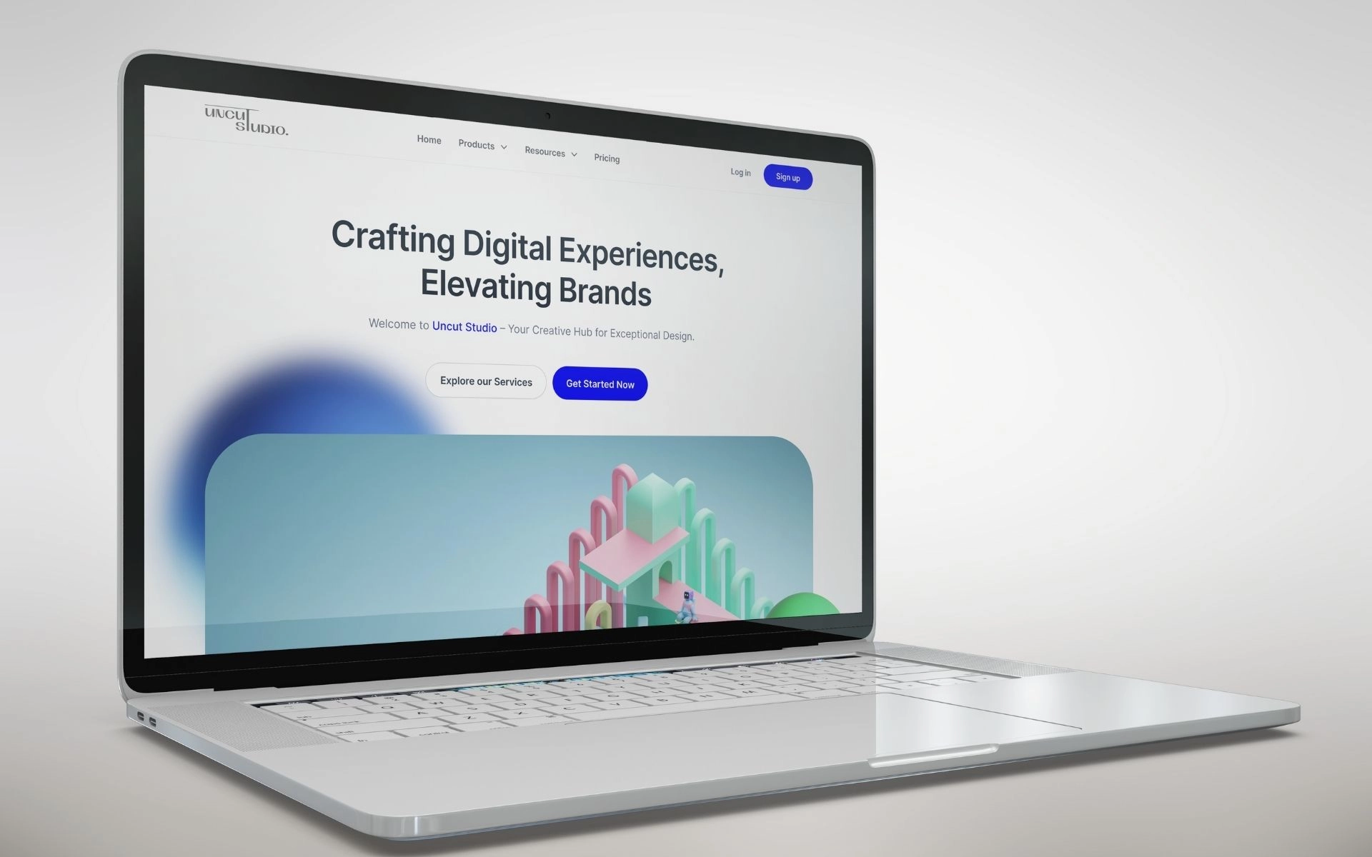 Laptop with a mockup of a website