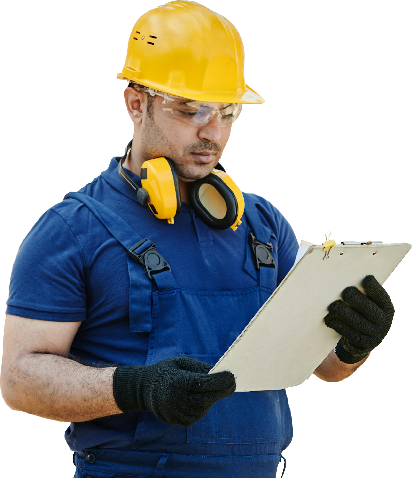 Field technician with clipboard
