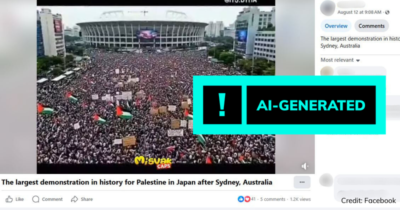 The AI-generated video being shared on Facebook.