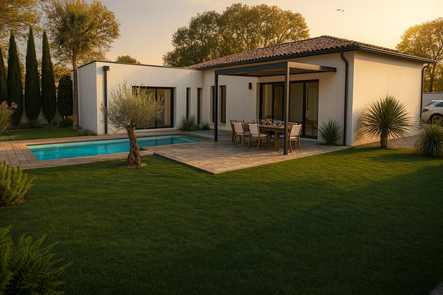 Maison moderne avec piscine au Triadou