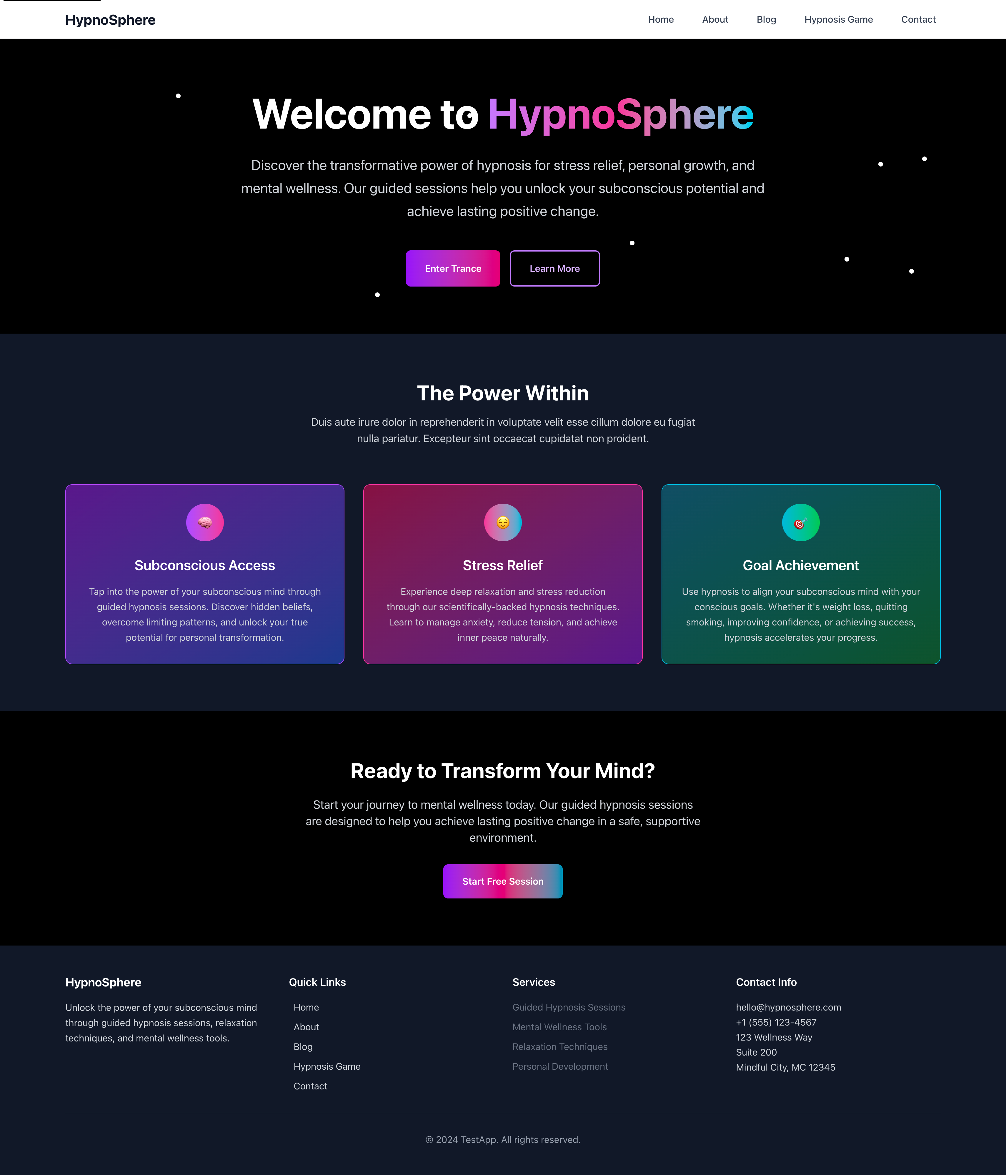 HypnoSphere app design process and user experience mockups