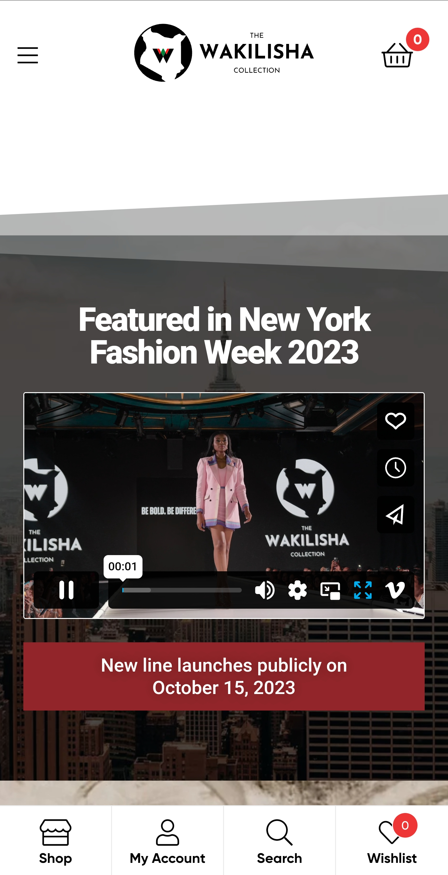 Wakilisha Collection checkout and shopping cart optimization