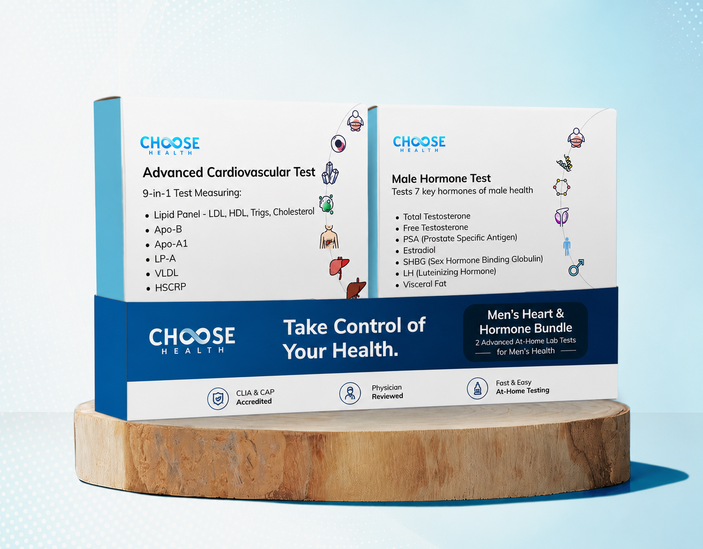 Men's Heart + Hormone Bundle — Advanced Cardiovascular Test and Male Hormone Test