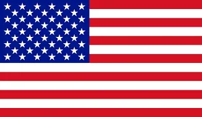 United States flag with 50 white stars on a blue field and 13 red and white stripes.