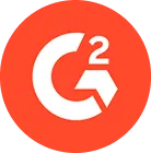 G2 company logo with white stylized G and superscript 2 on an orange circular background.