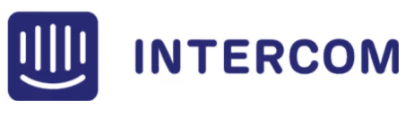 Intercom logo with a blue icon and text.