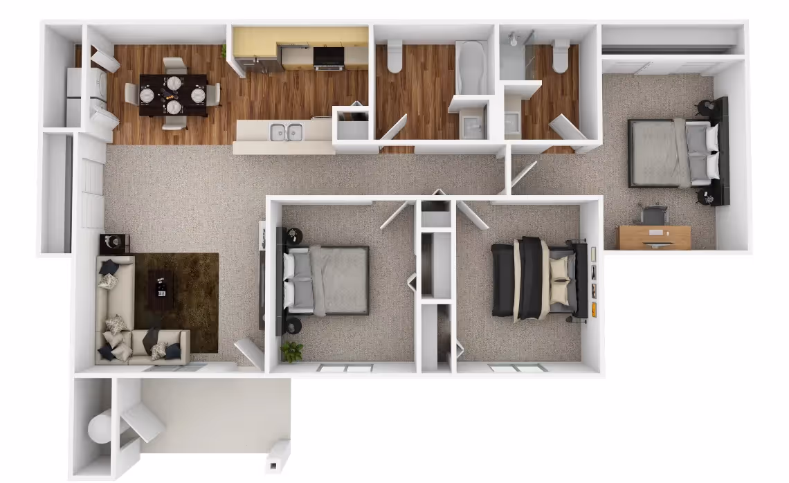 Three Bedroom Two Bath layout