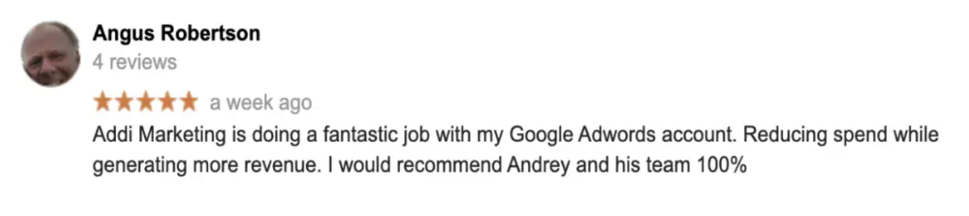 Positive Customer Feedback about Google Ads Management