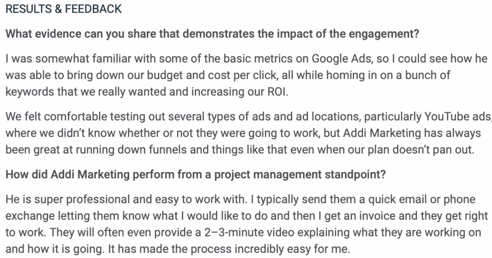 Positive Customer Feedback