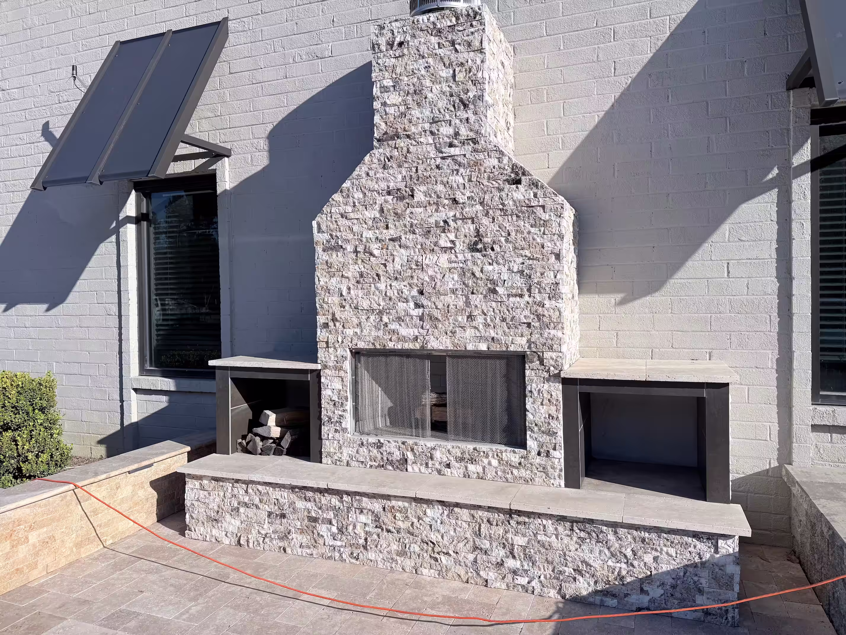 Outdoor brick fireplace.