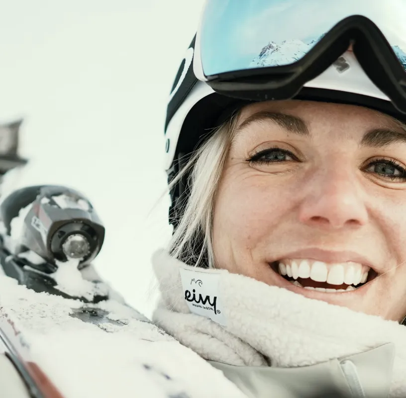 a woman skiing 