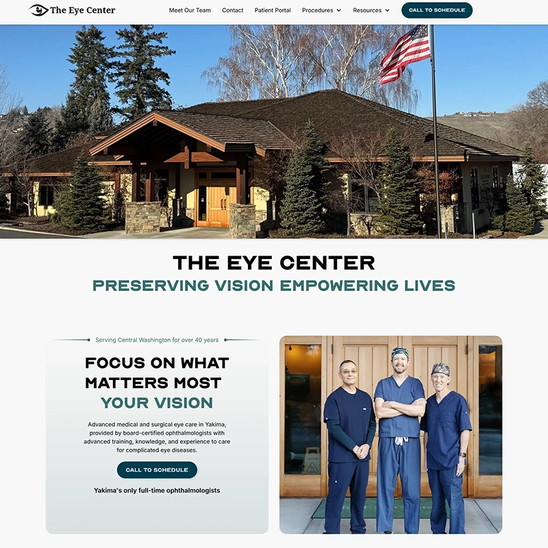 The Eye Center Yakima beautiful homepage hero sections