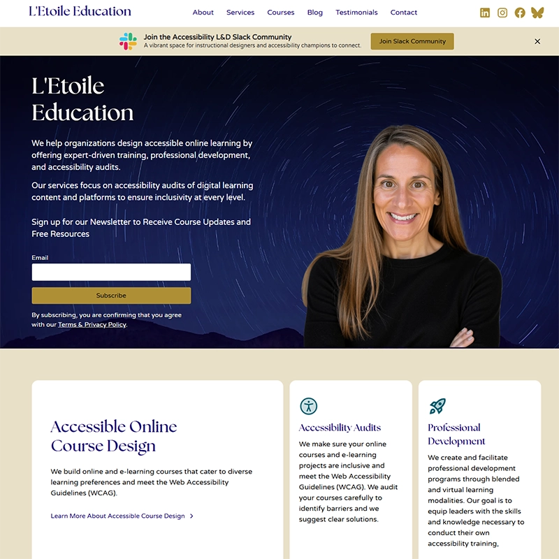Full page screenshot of L'Etoile Education homepage 