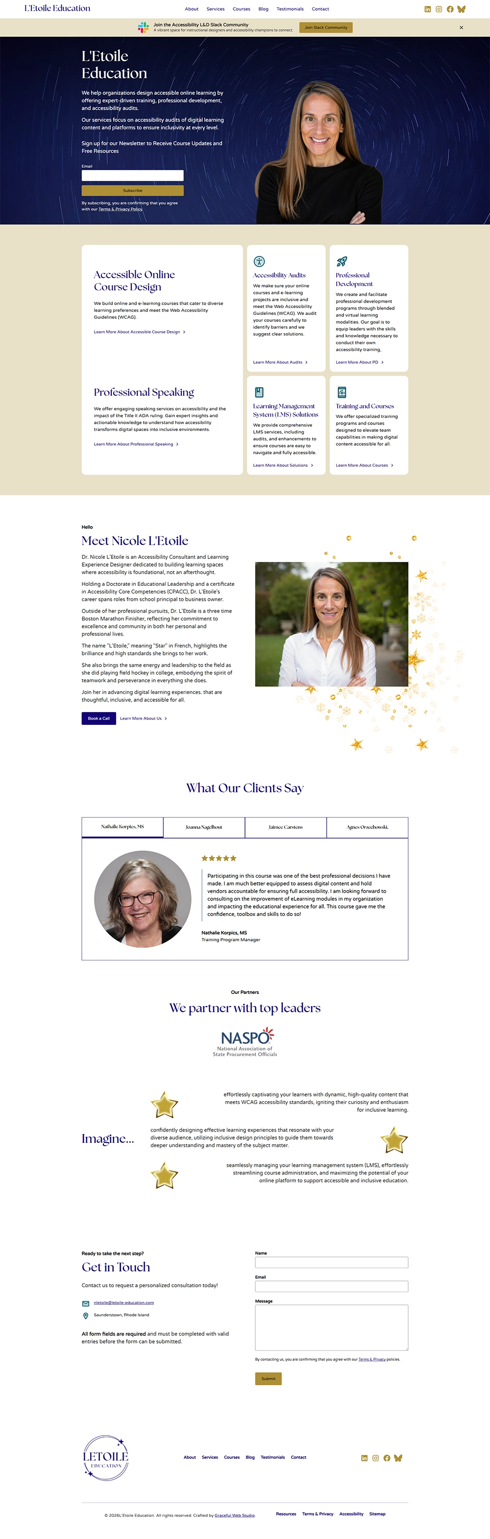 Full page screenshot of L'Etoile Education homepage 