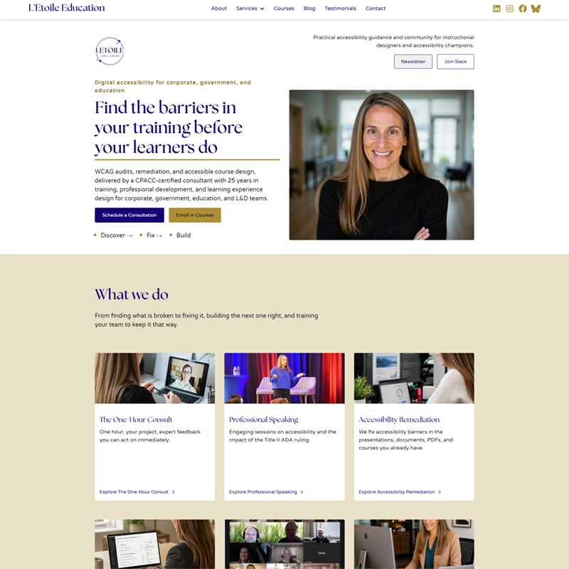 Full page screenshot of L'Etoile Education homepage 