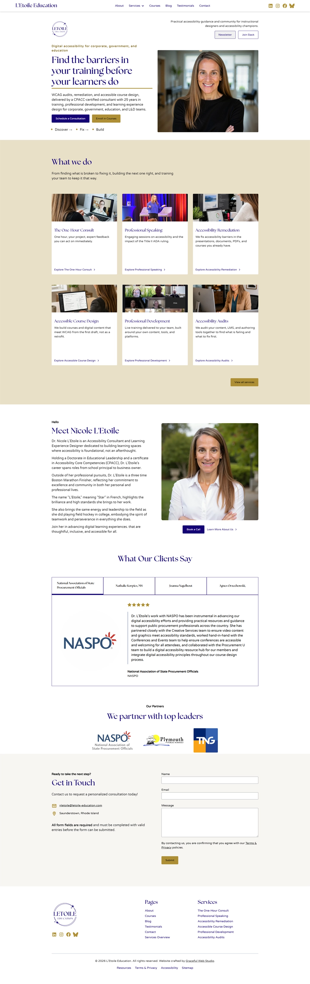 Full page screenshot of L'Etoile Education homepage