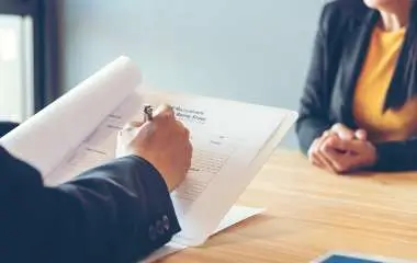 man checking document