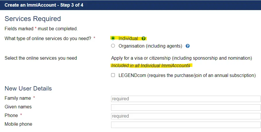 Creare un immiaccount fase -3