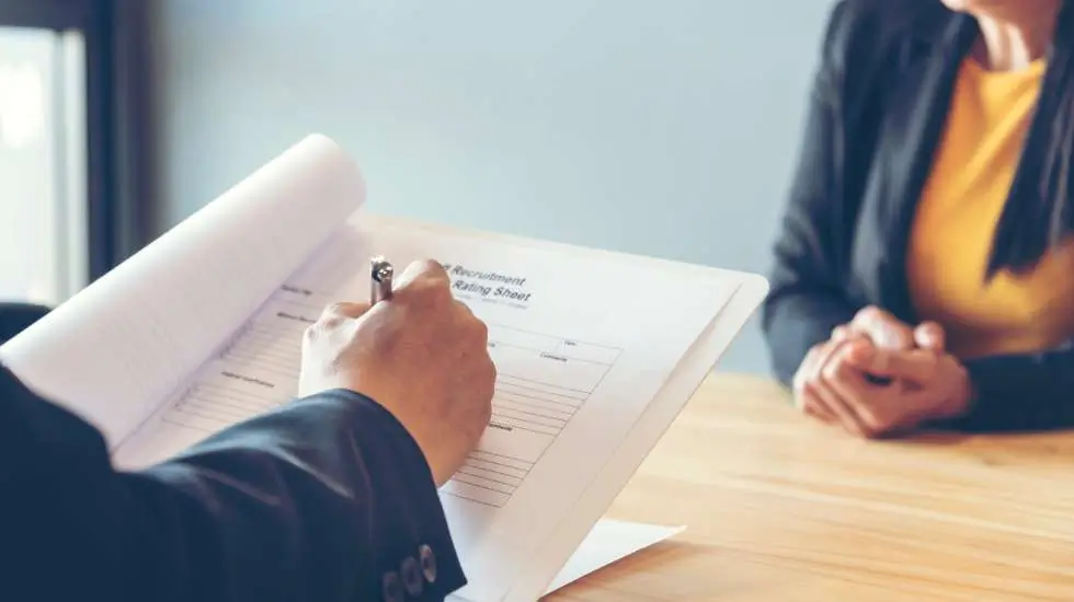 man checking document