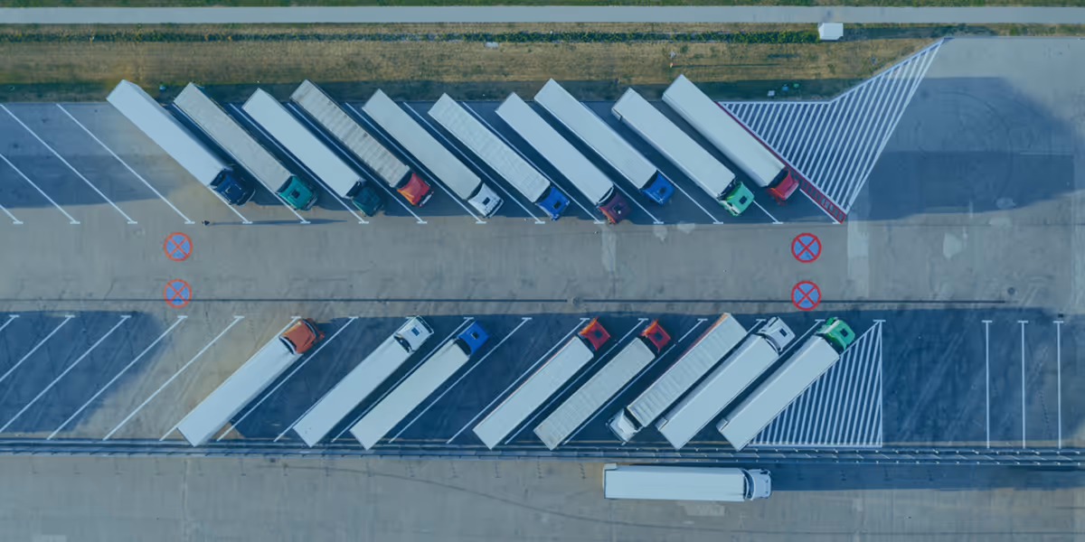 Trucks Parked in Warehouse Parking Lot