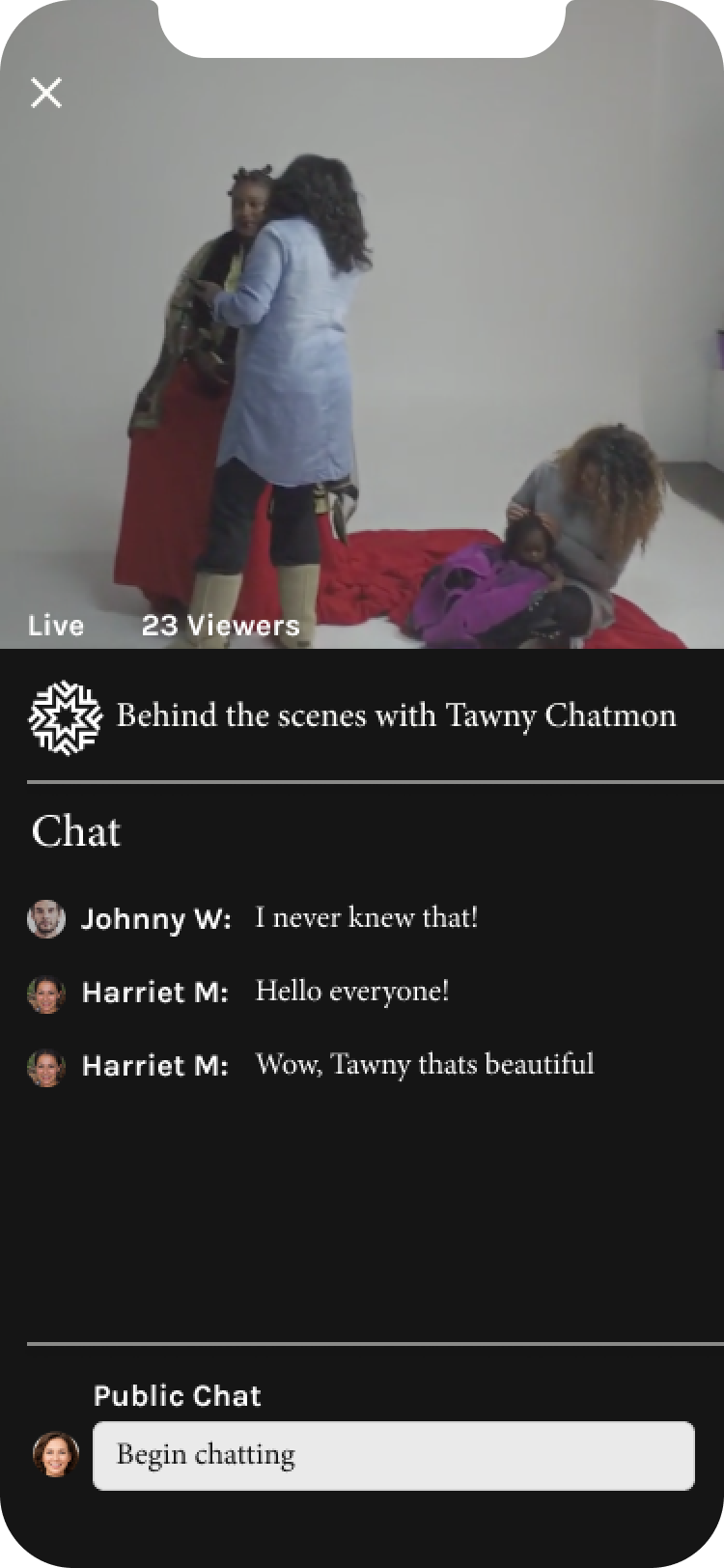 Screen of a screen showcasing a live-stream.