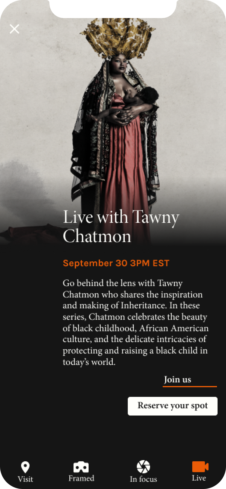 Screen showcasing an event