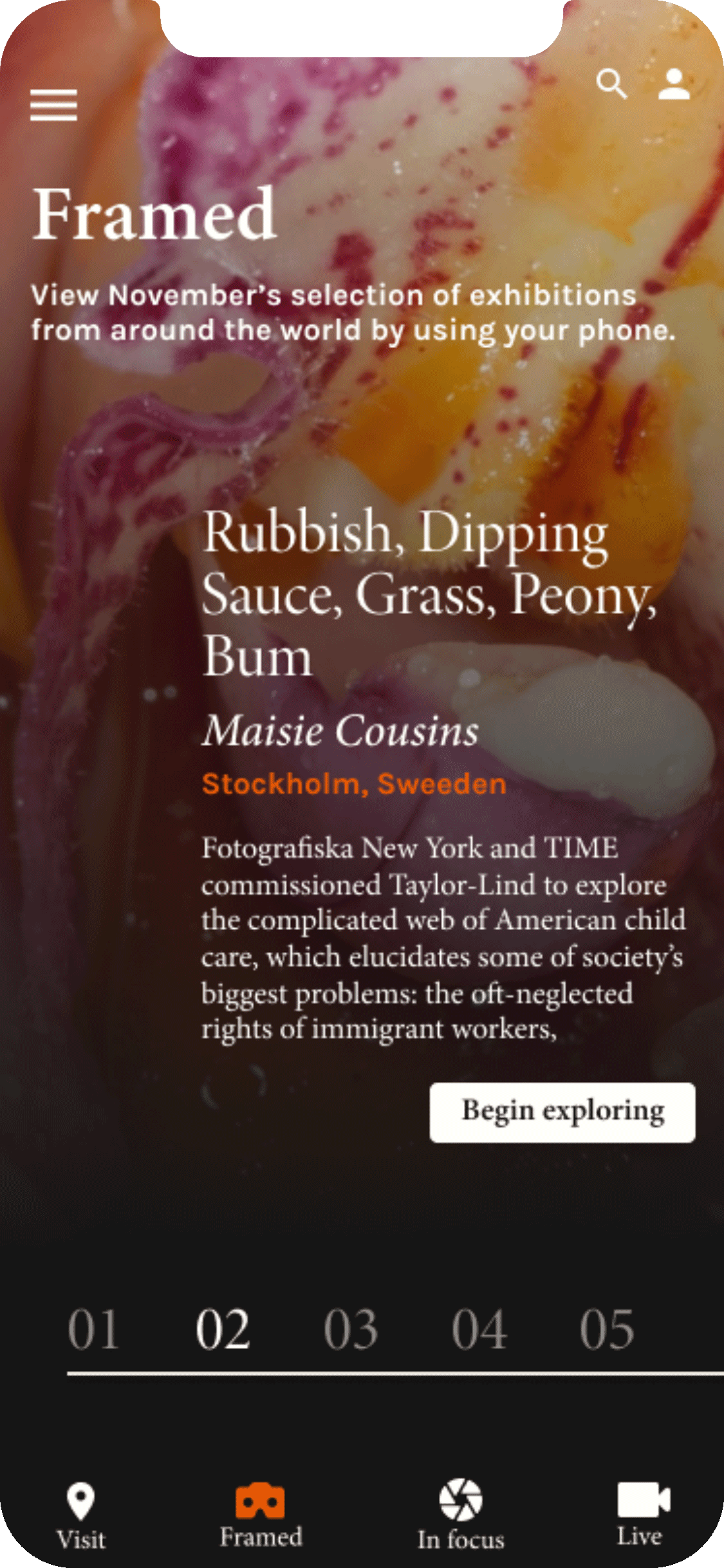 Screen depicting a previous exhibition.