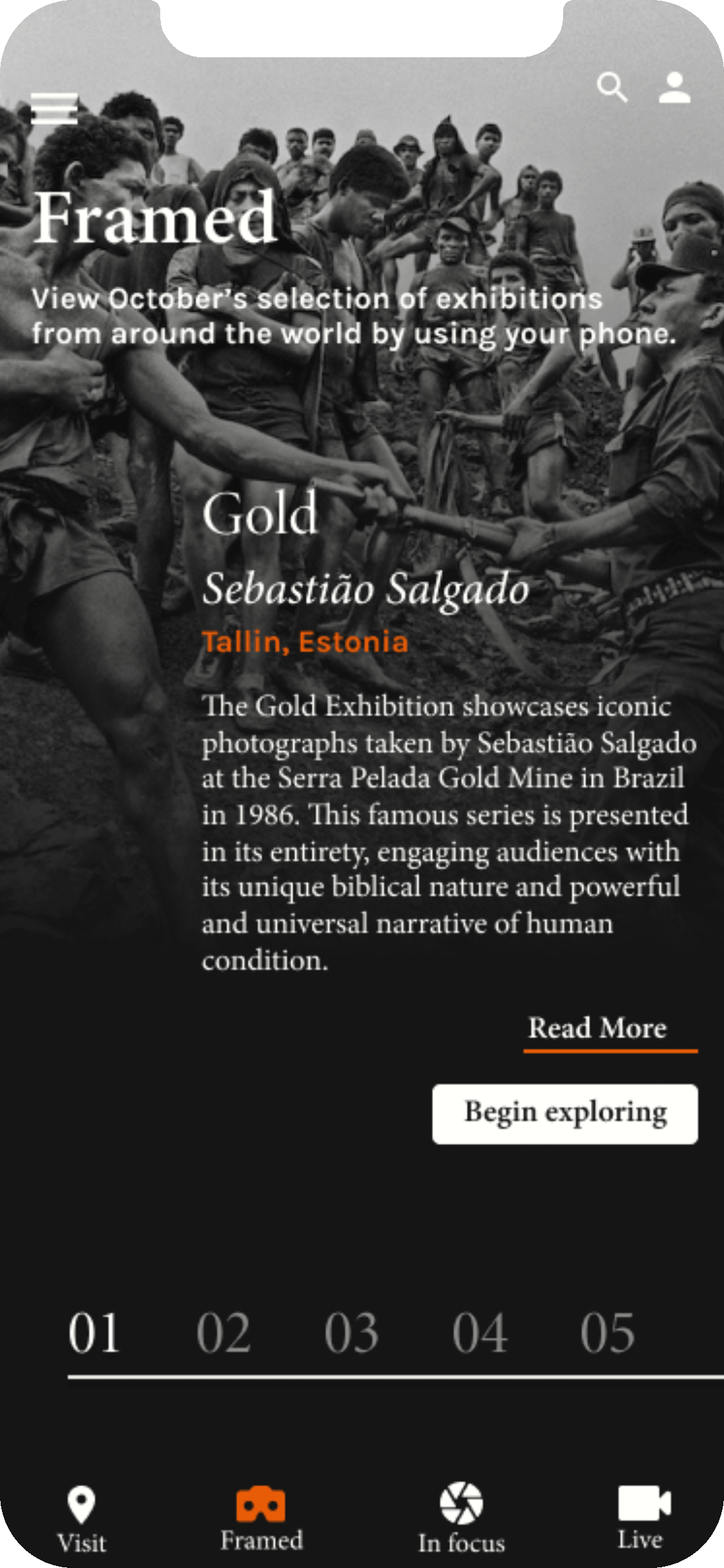 Screen showing a previous exhibition.