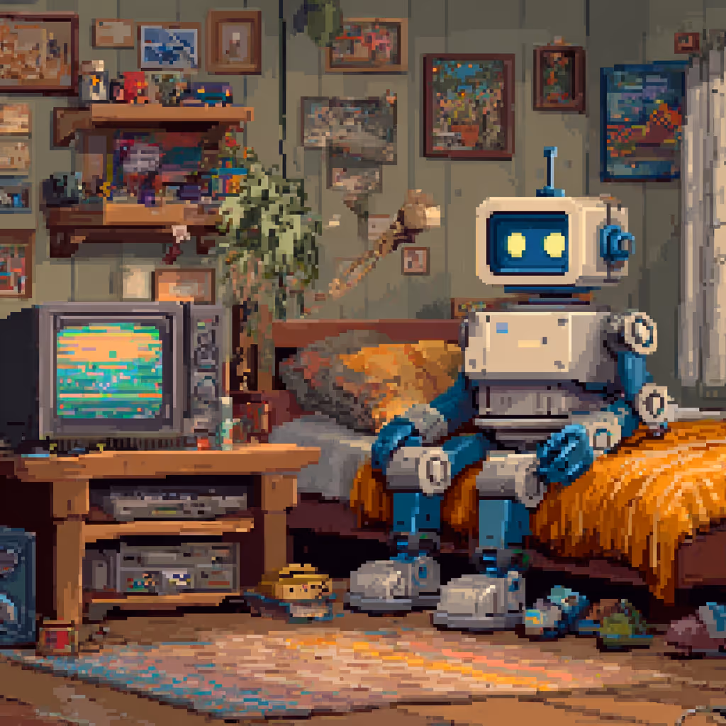 an AI writing content in their bedroom