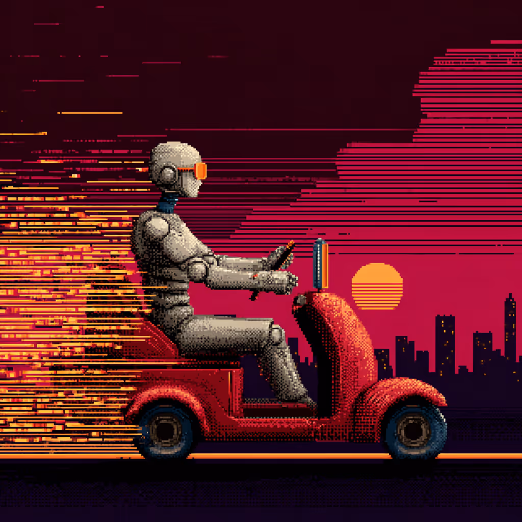 an AI driving a moped