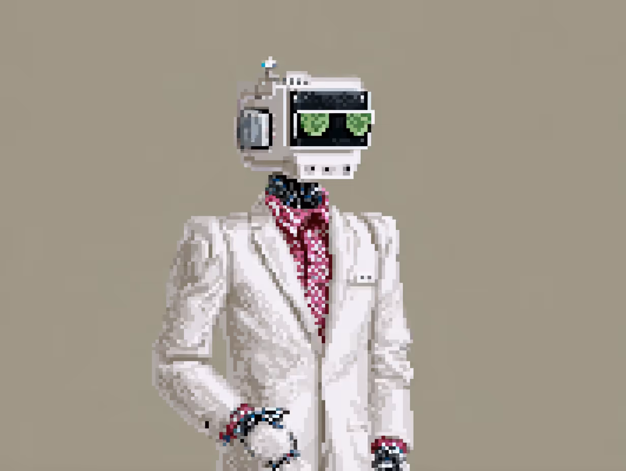 a robot scientist doing business.