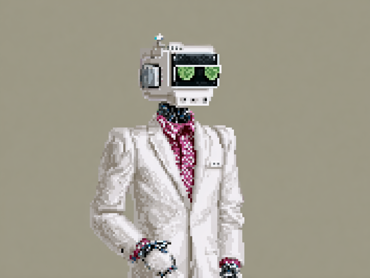 a robot scientist doing business.