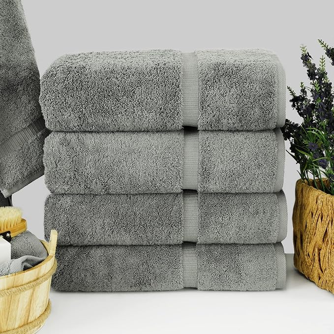 Gray soft bamboo and cotton spa towels perfect for wellness