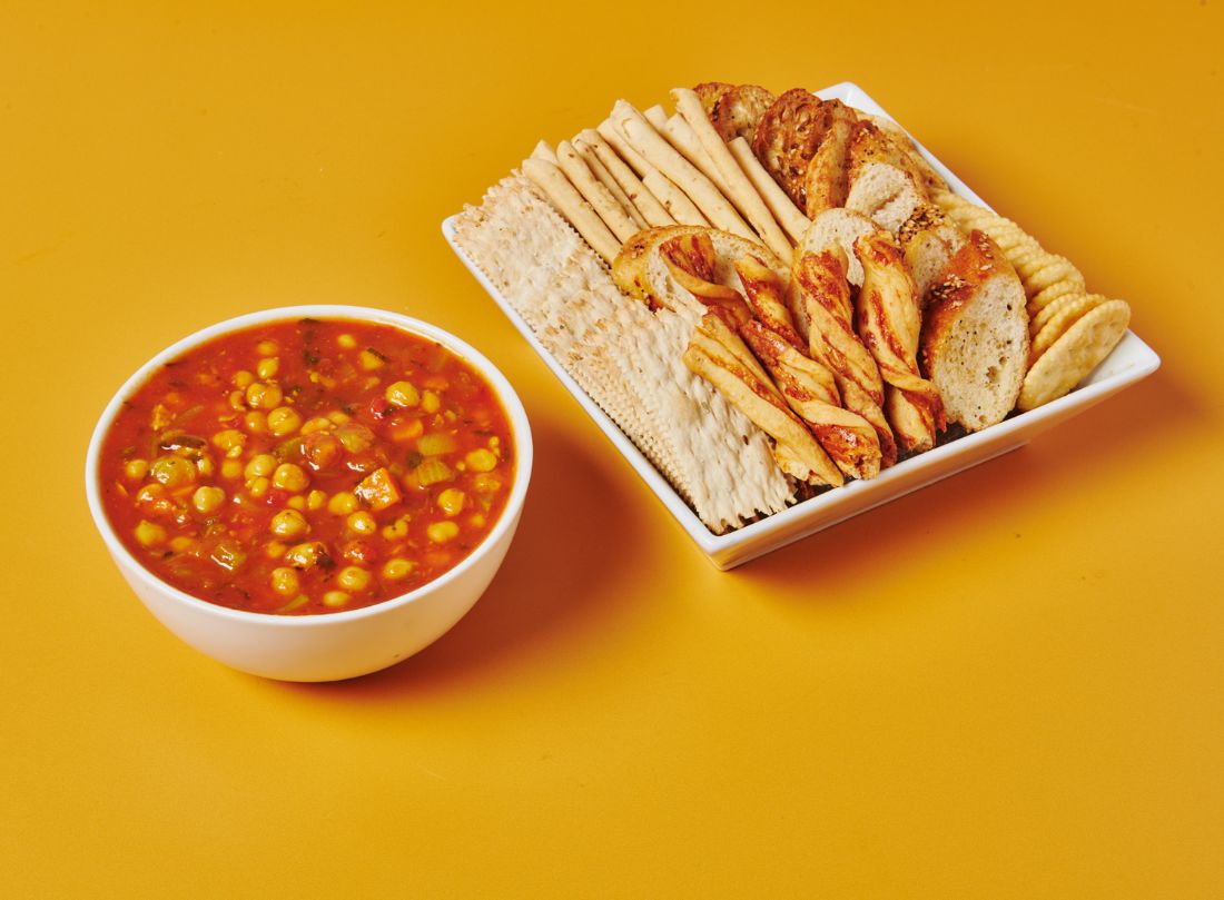 Moroccan tomato and chickpea soup served by the kettle
