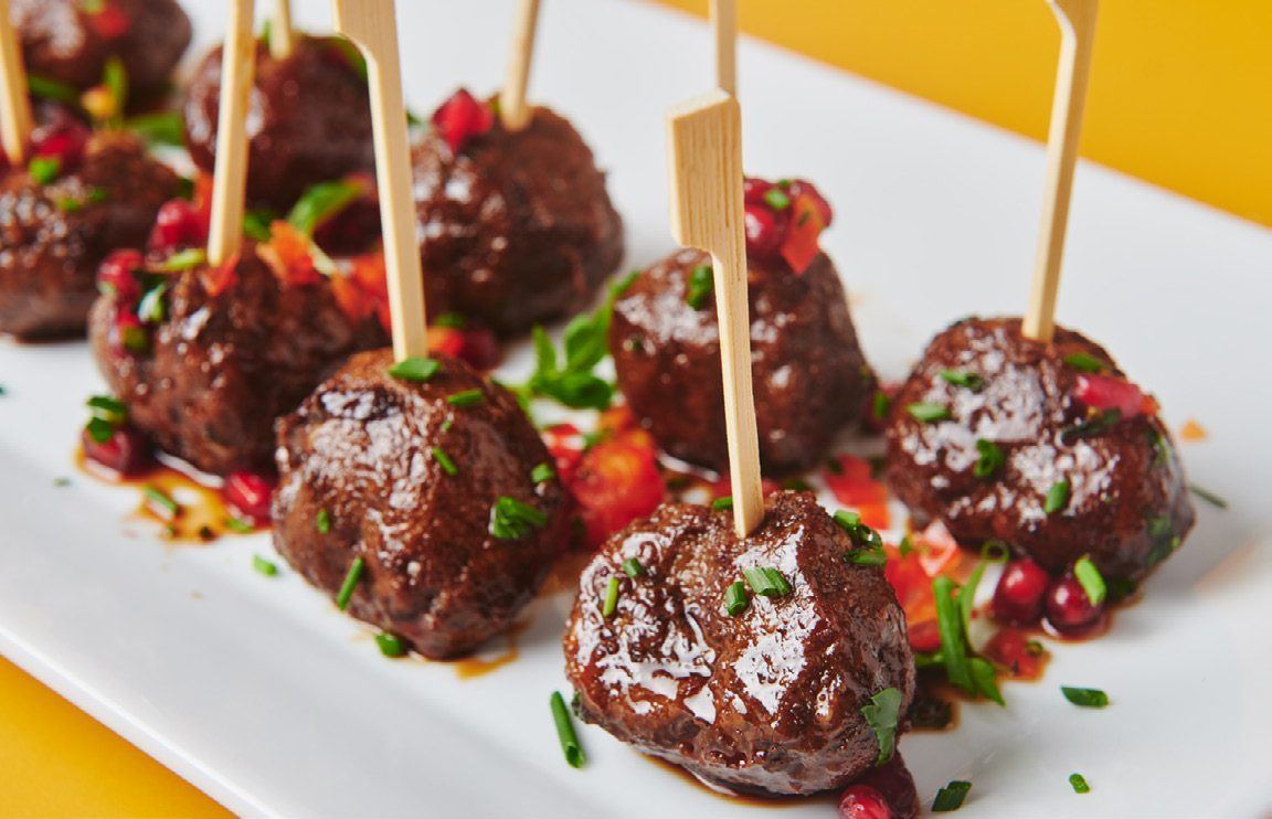 Moroccan spiced meatballs with pomegranate glaze