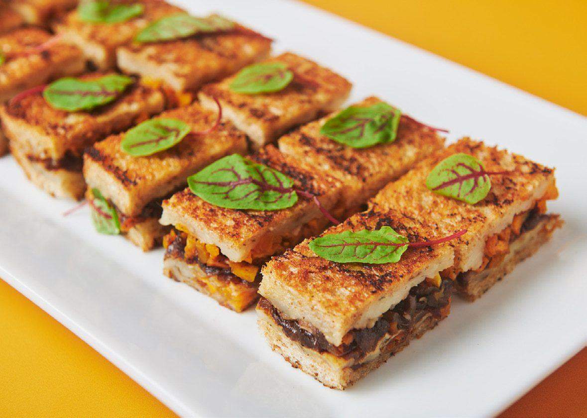 Butternut squash manchego grilled cheese bites