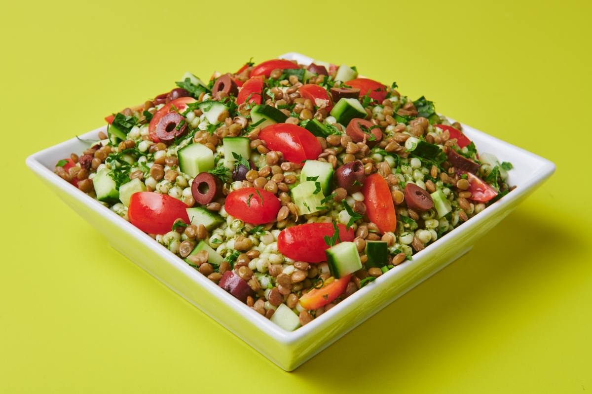 Mediterranean spread with couscous and dips