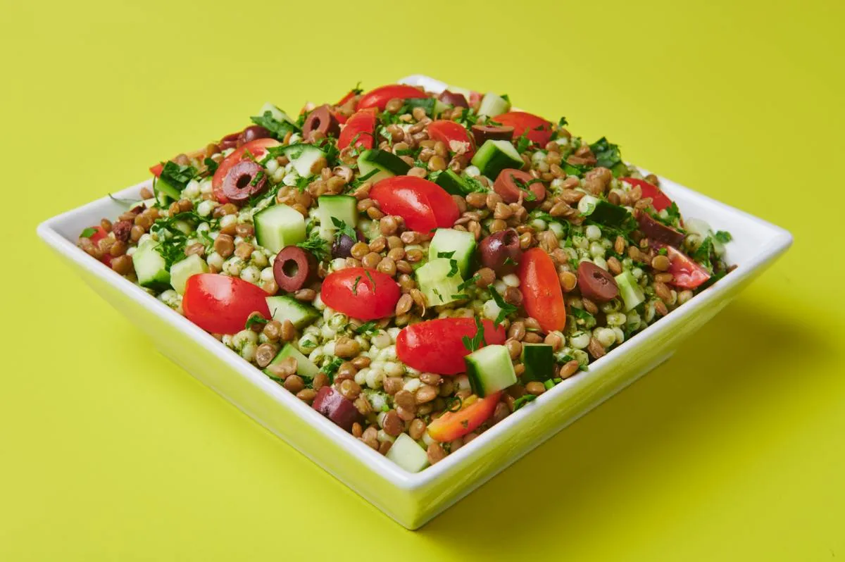Mediterranean spread with couscous and dips