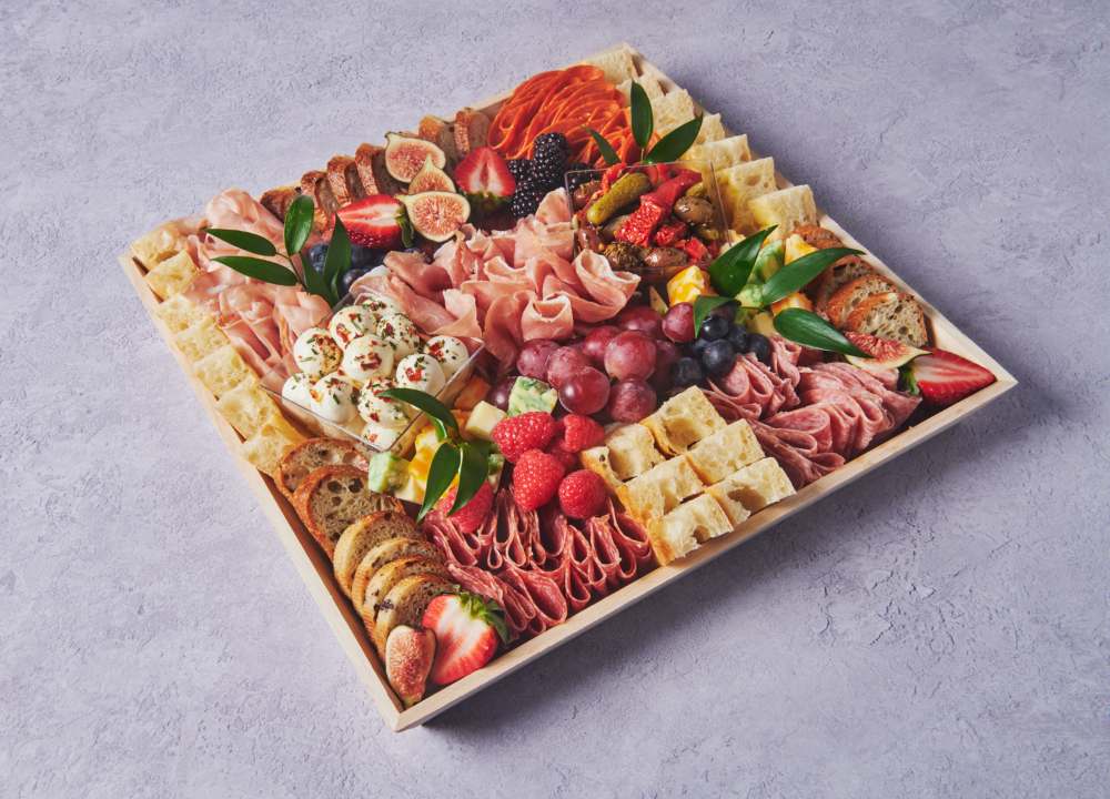 Charcuterie board with cured meats and olives