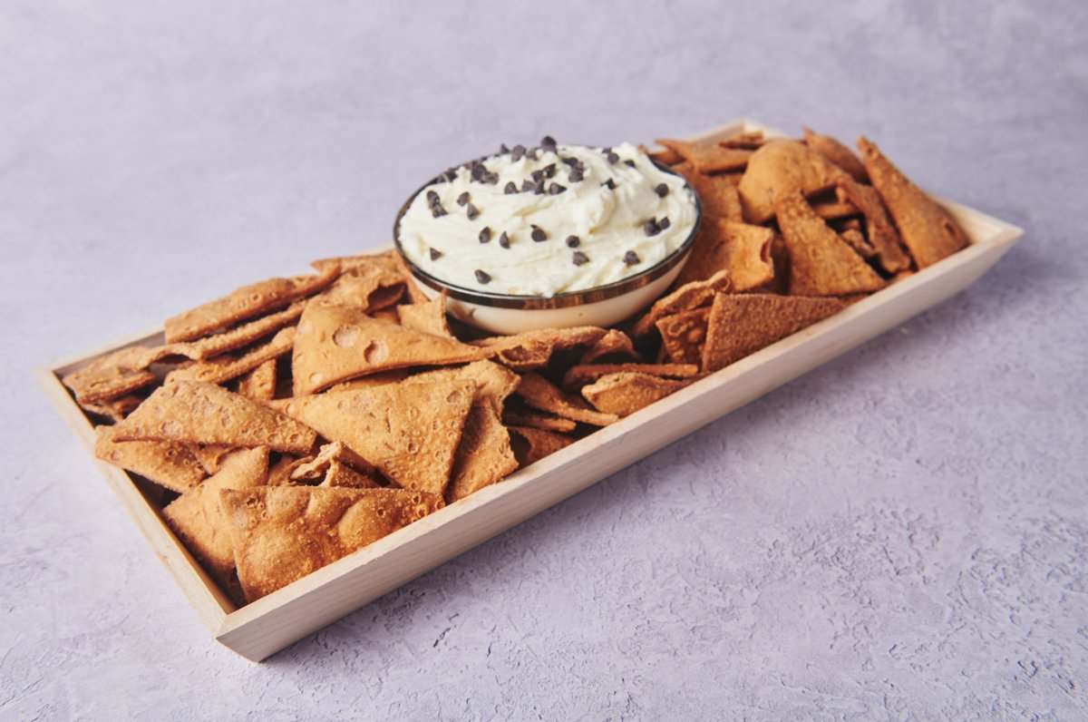 Broken cannoli with dipping cream