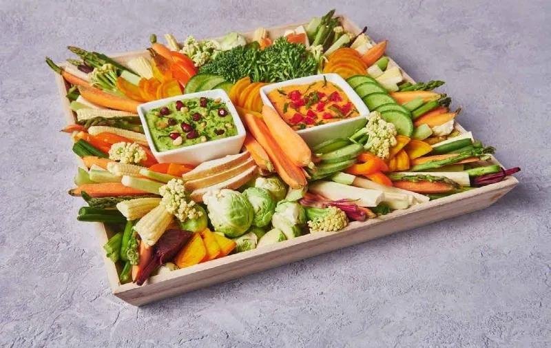 Winter crudité tray with dips