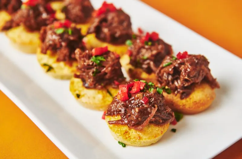 Short rib and savory cornbread bite