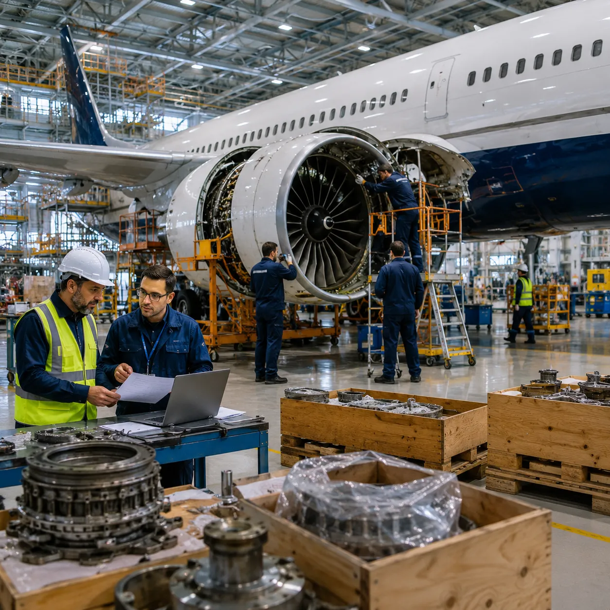 Automotive professionals reviewing supplier contract to ensure risk-free procurement and component delivery
