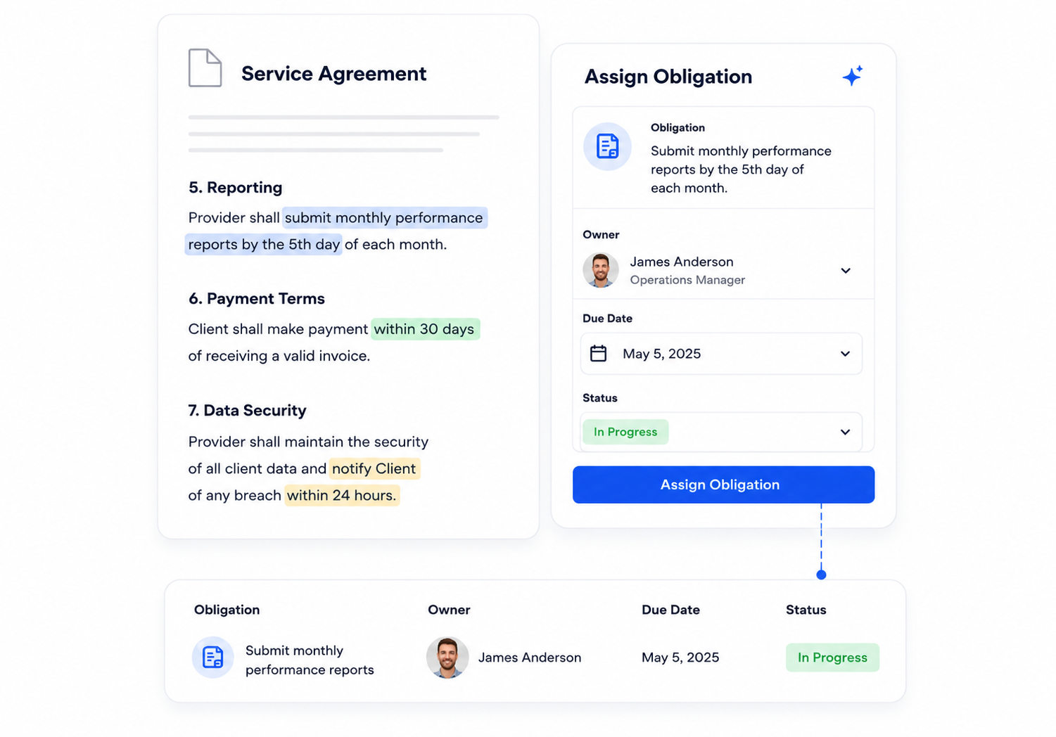 Upload document interface supporting PDFs, Word files, and scanned agreements for seamless contract processing
