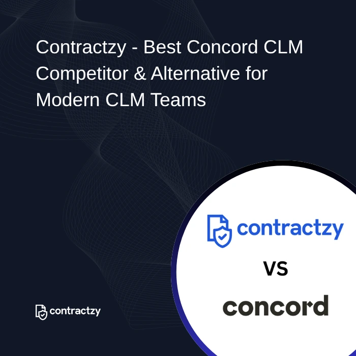 Contractzy vs Concord CLM comparison showing smart templates, AI risk analysis, and full contract lifecycle management