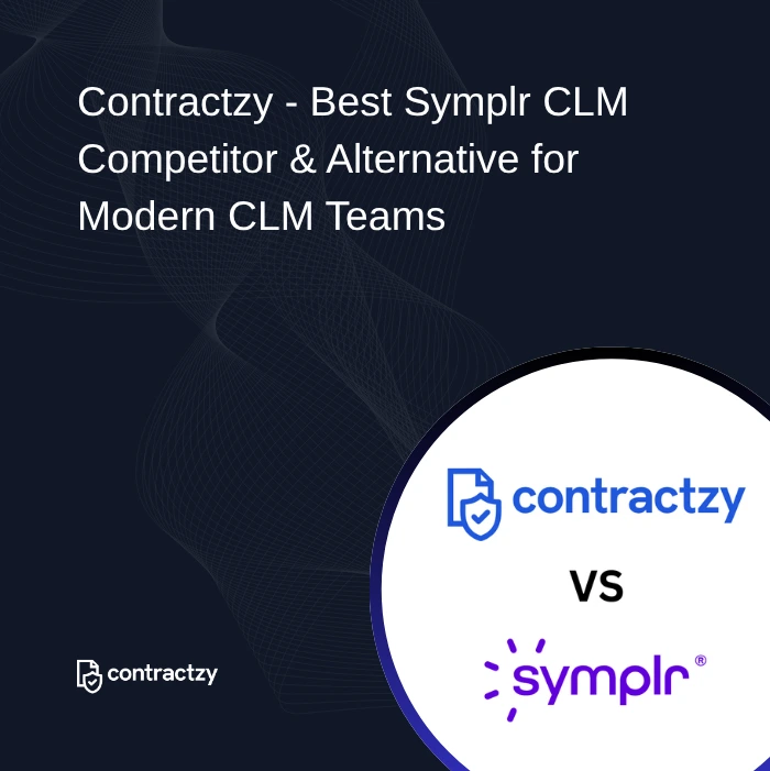 Contractzy vs Symplr CLM comparison highlighting AI risk analysis, smart templates, and universal contract lifecycle management